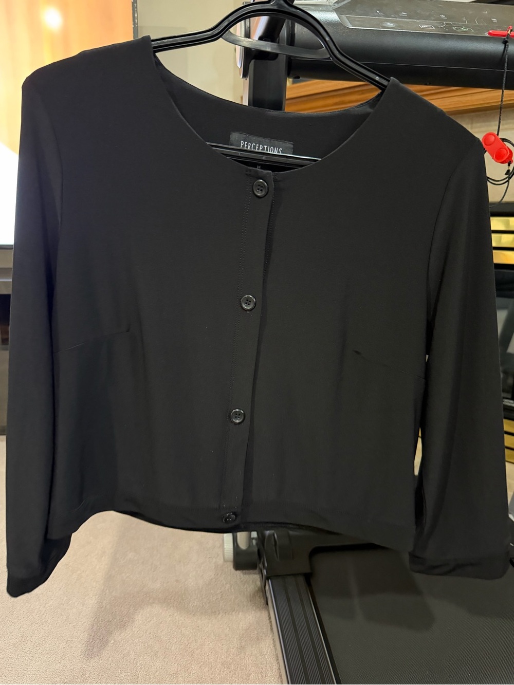 Perceptions Black Button-Front Lightweight Top - Picture 3 of 4